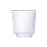 Transluzenter Ersatz-Einfülltank für eine Lotus Vita Wasserfilter-Karaffe, freigestellt auf weißem Hintergrund.